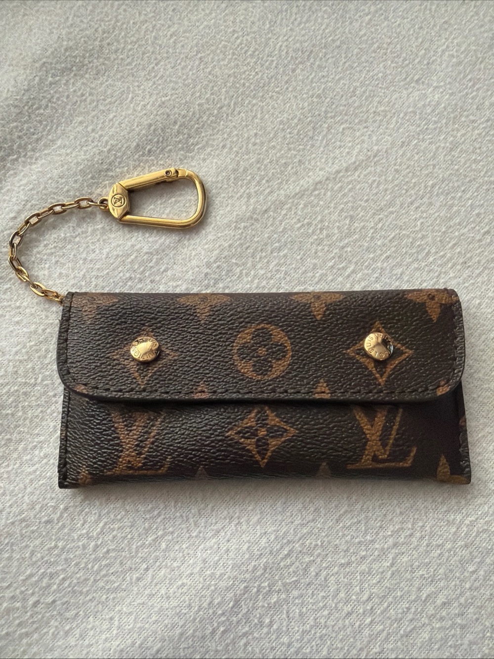 Louis Vuitton Monogram Key Pouch in Brown with Gold Hardware